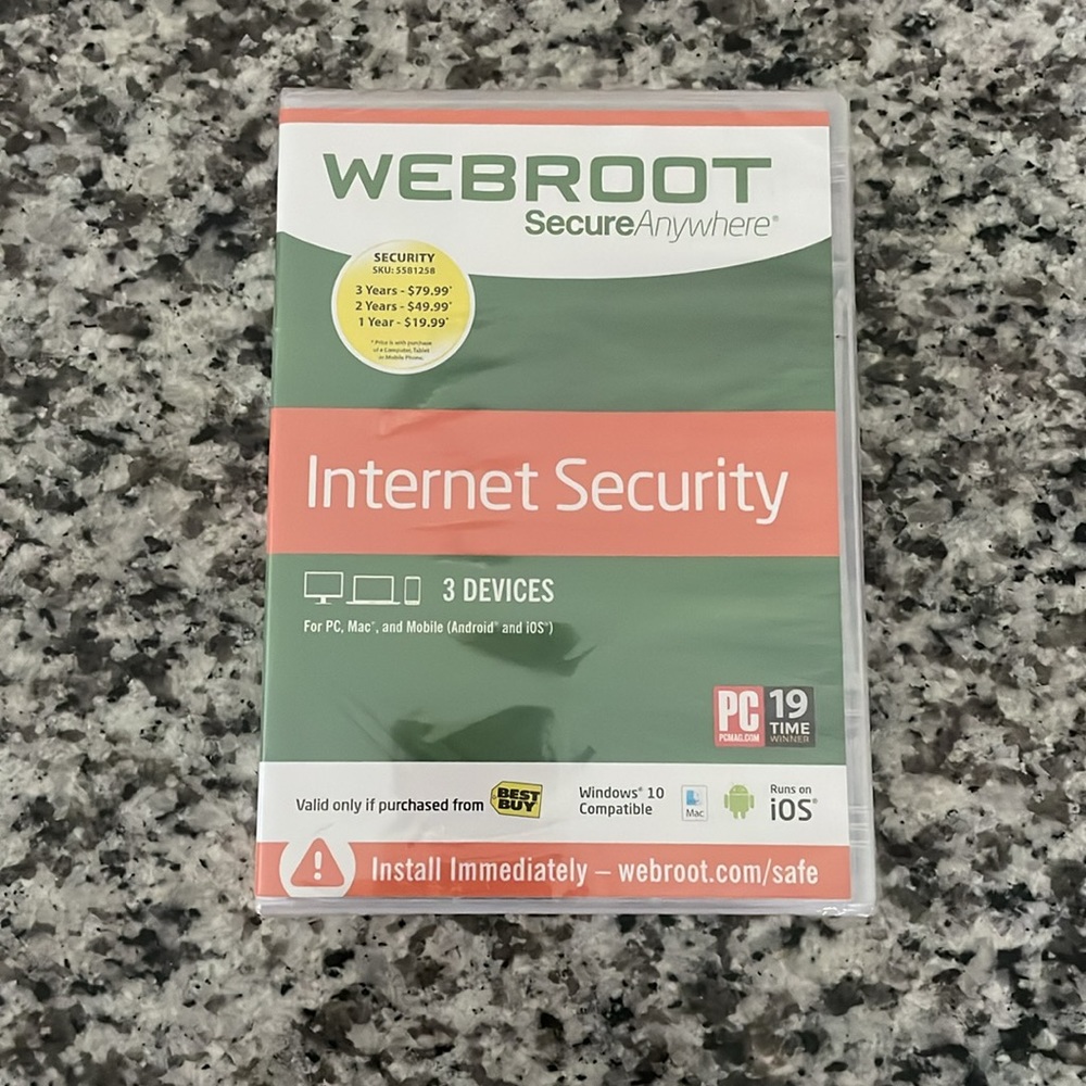 NWOT ~ WEBROOT “SecureAnywhere” Internet Security, 2 Click Installations